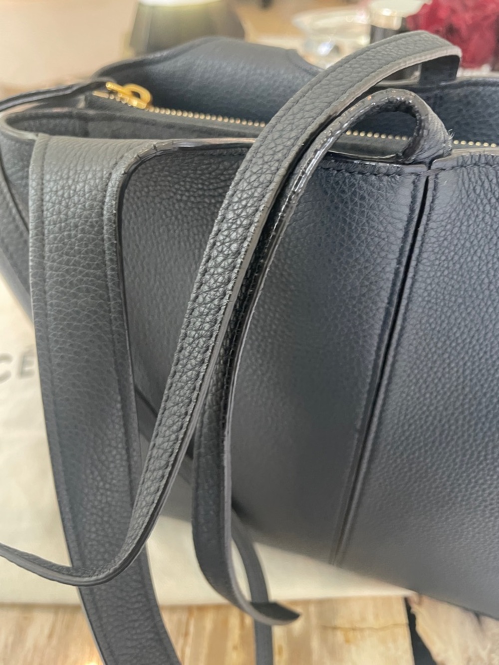 Celine Trifold Textured Leather Bag with Gold Logo - Picture 5 of 9